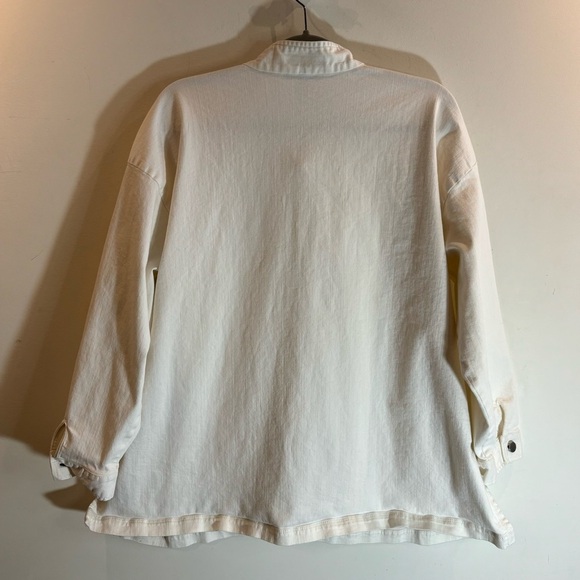 EILEEN FISHER Sz L Shirt Jacket Silver Toned Buttons Patch Pockets Unlined - Picture 10 of 14